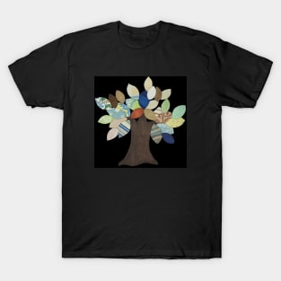 Silver Tree on Black T-Shirt